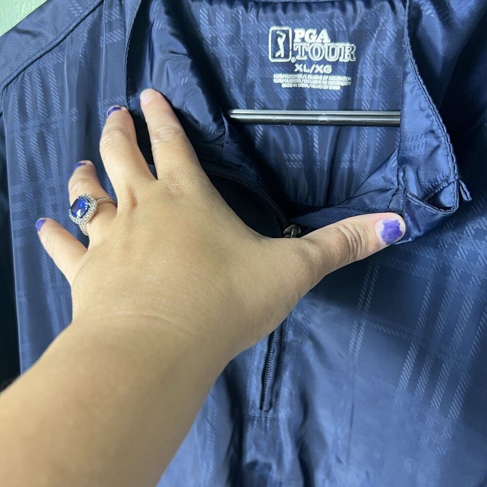 PGA Tour Windbreaker Jacket Mens X-Large Navy Blue Half Zip - Picture 5 of 8